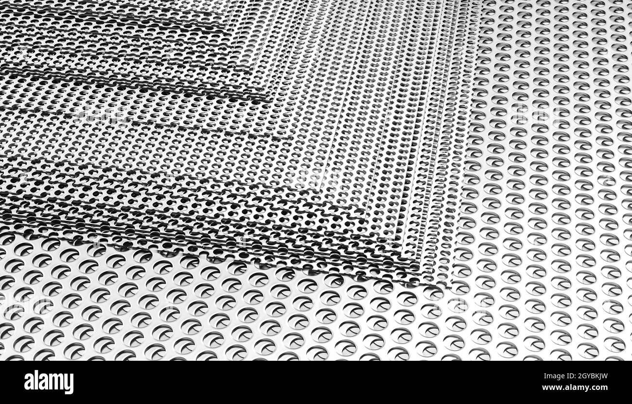 perforated sheet metal sheet steel. 3d render Stock Photo