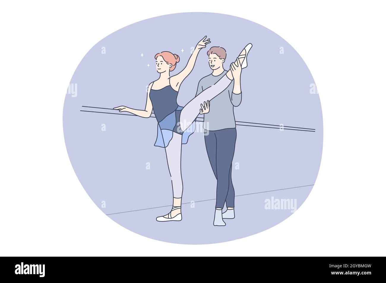 Professional sport, ballet, training concept. Young couple ballet ...