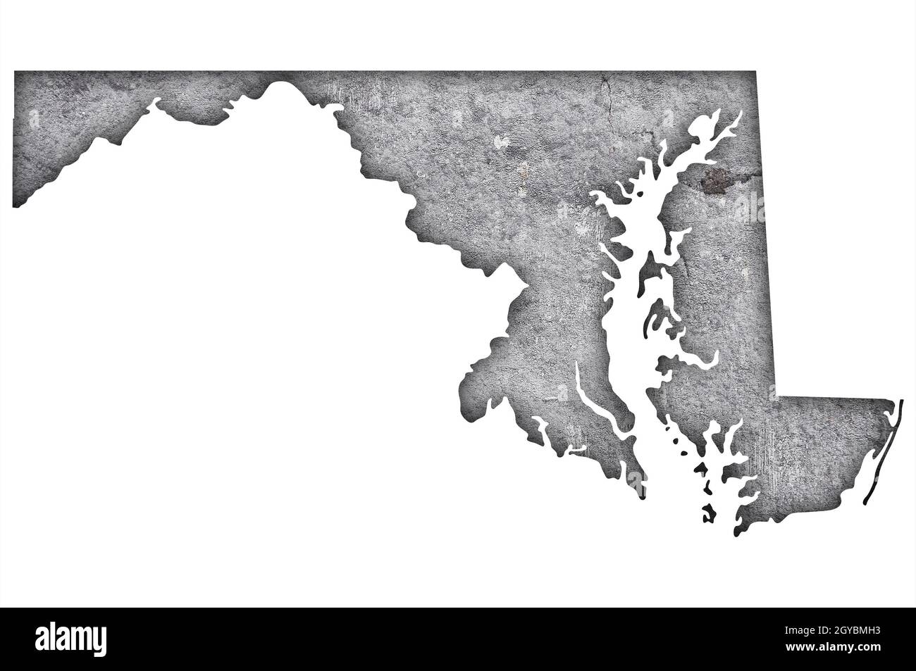 Map of Maryland on weathered concrete Stock Photo