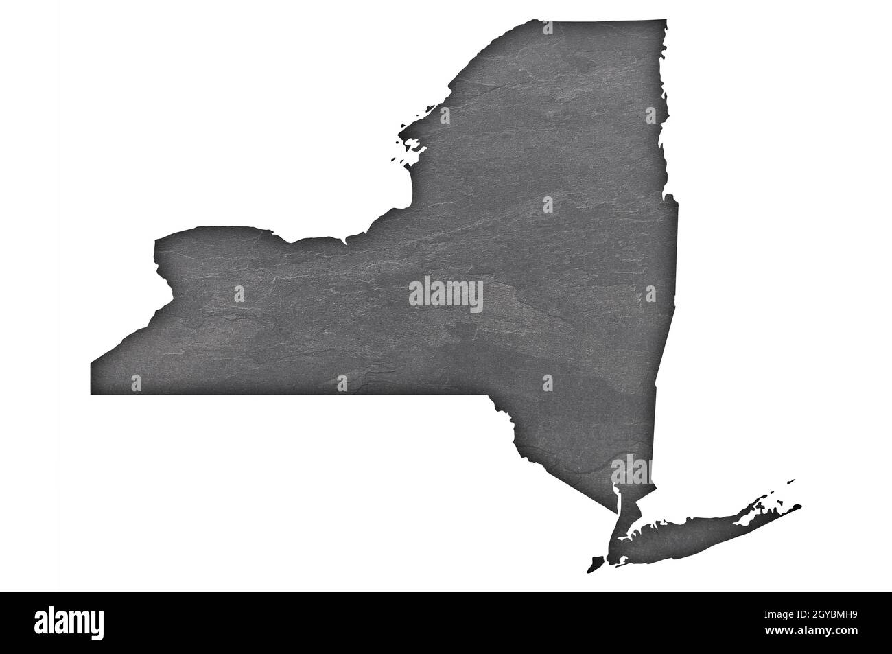 Map of New York on dark slate Stock Photo