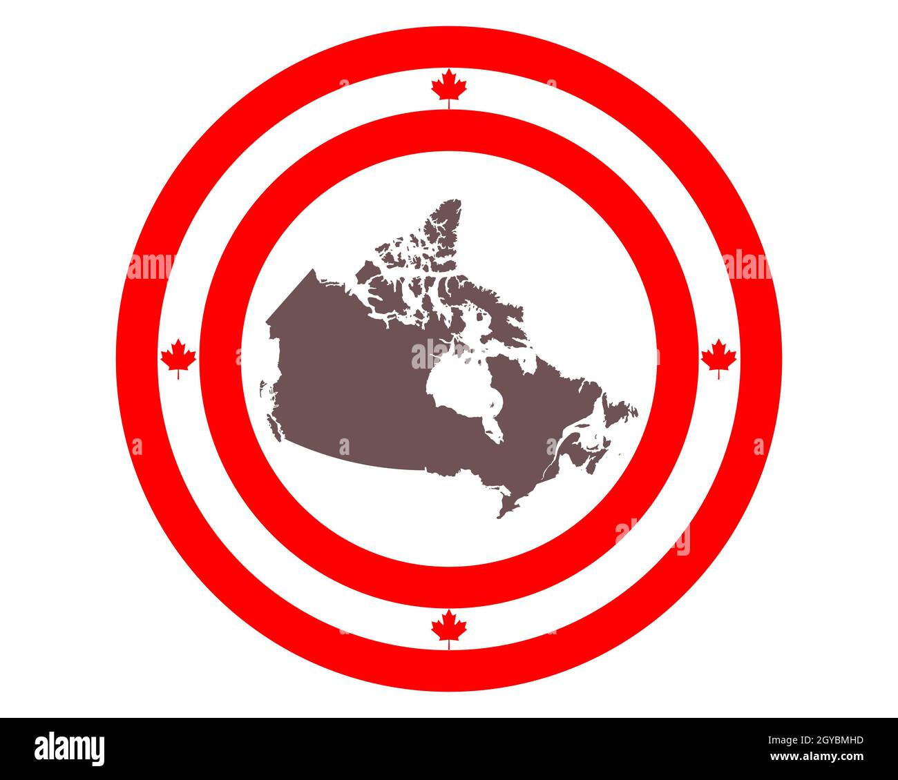 Landkarte von Kanada auf Hintergrund mit Fahne Stock Photo