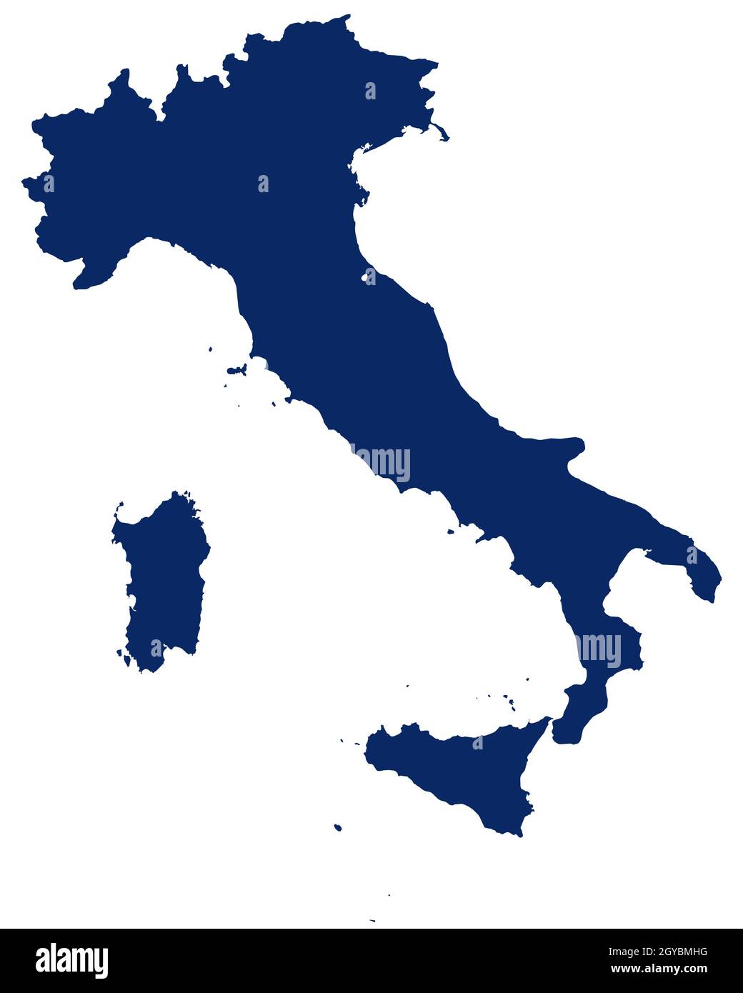 Karte von Italien in blauer Farbe Stock Photo