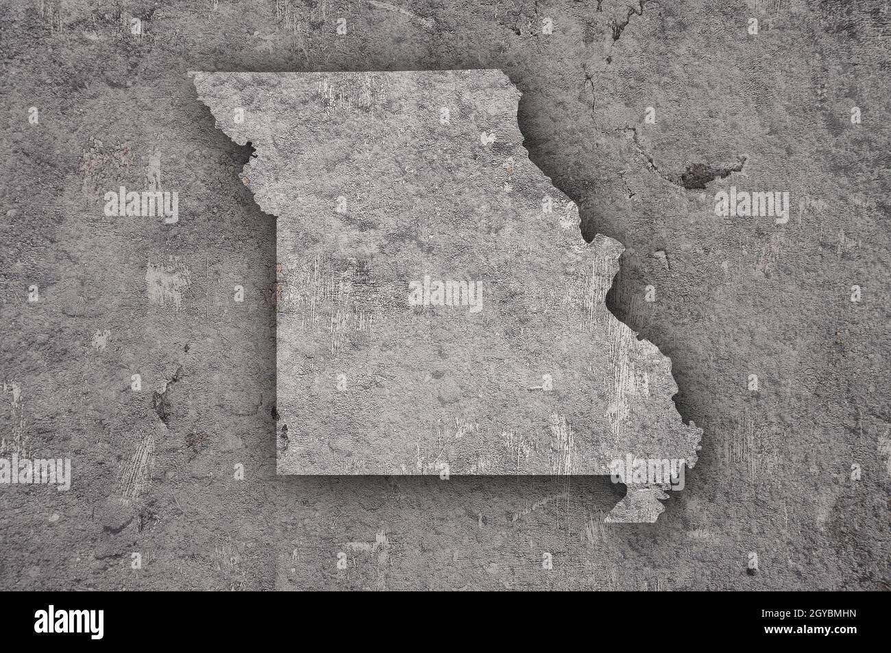 Map of Missouri on weathered concrete Stock Photo