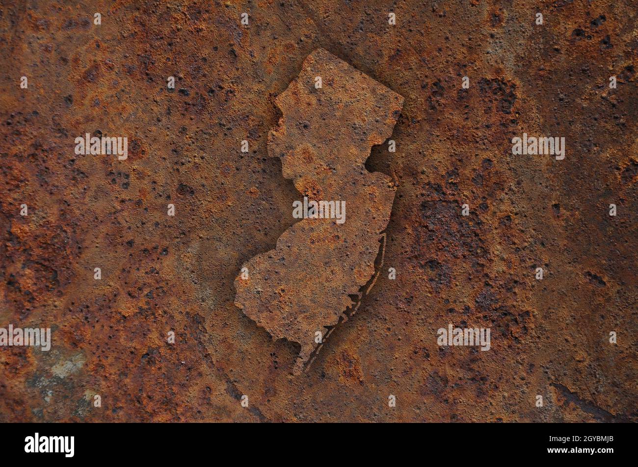 Map of New Jersey on rusty metal Stock Photo
