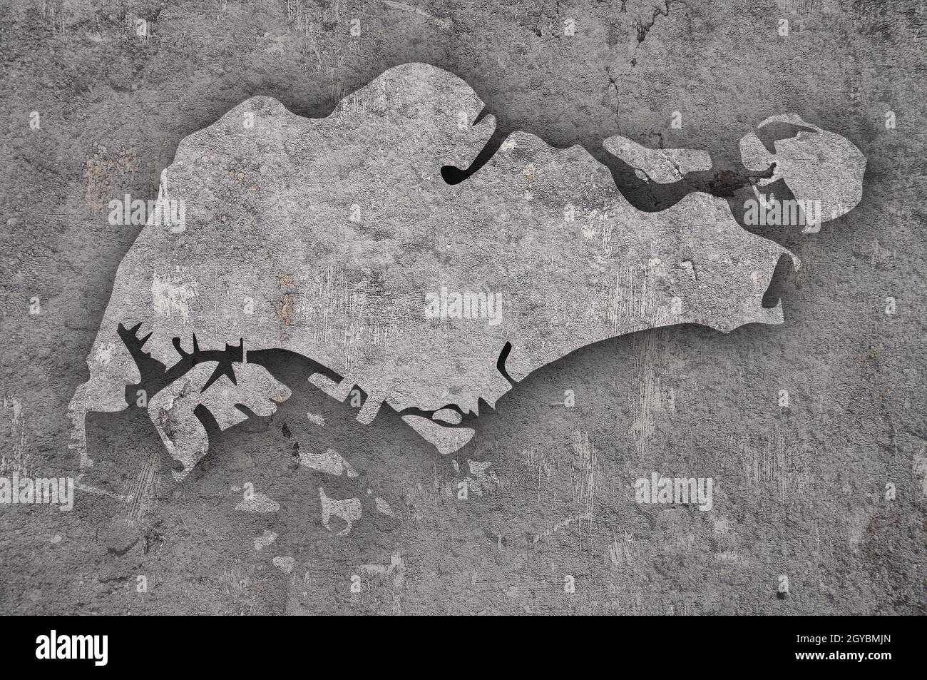 Map of Singapur on weathered concrete Stock Photo
