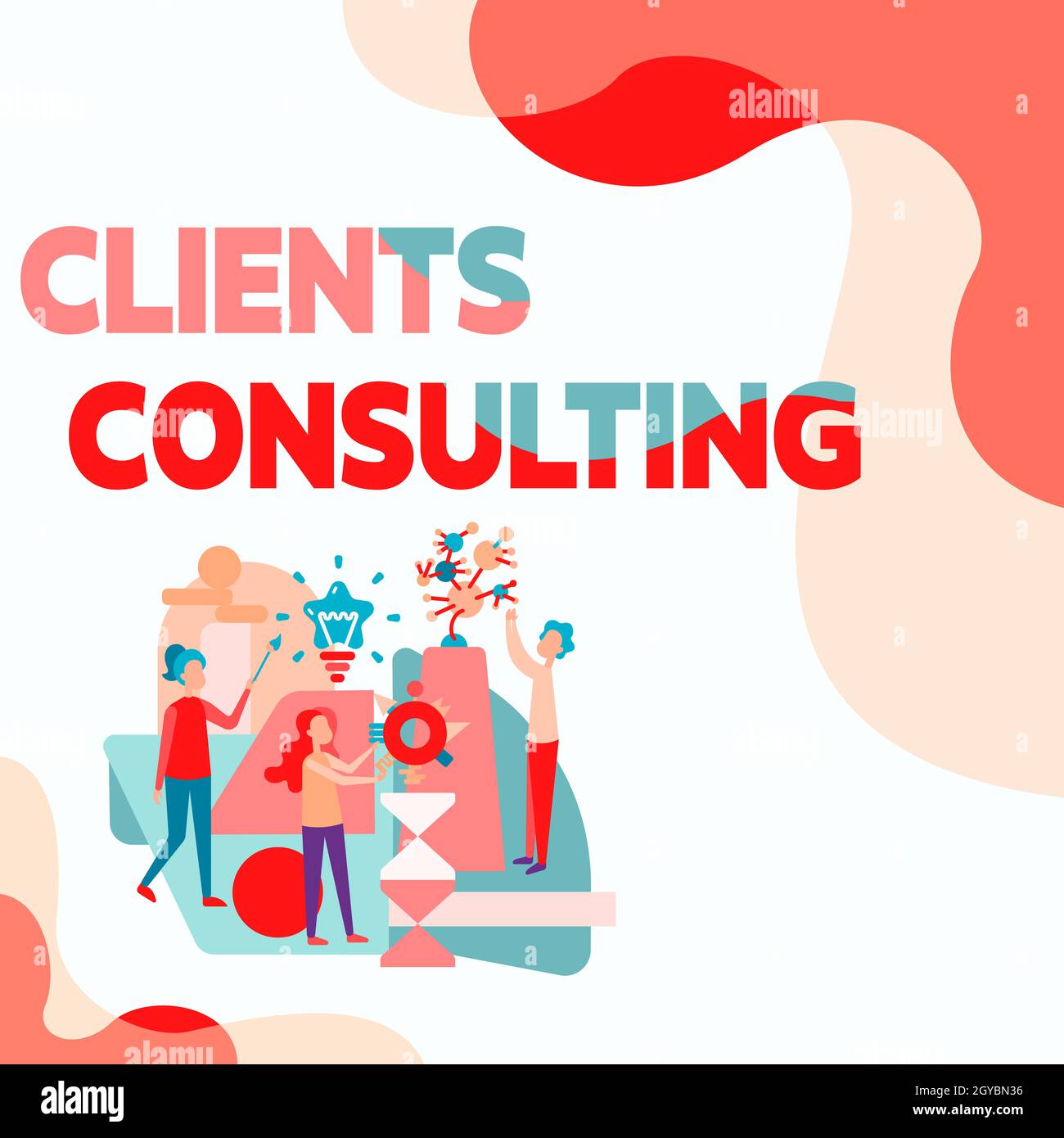 Handwriting text Clients Consulting, Word Written on providing of expert knowledge to a third party for a fee Three Collagues Illustration Practicing Stock Photo