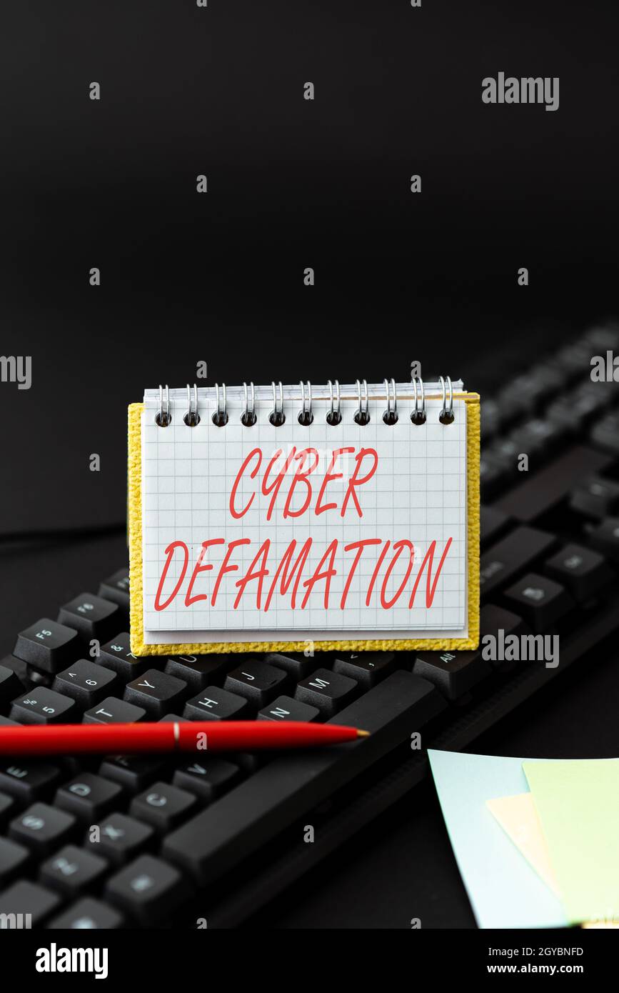 Text sign showing Cyber Defamation, Business concept slander conducted via digital media usually by Internet Copying Old Ideas And Creating New Ones, Stock Photo