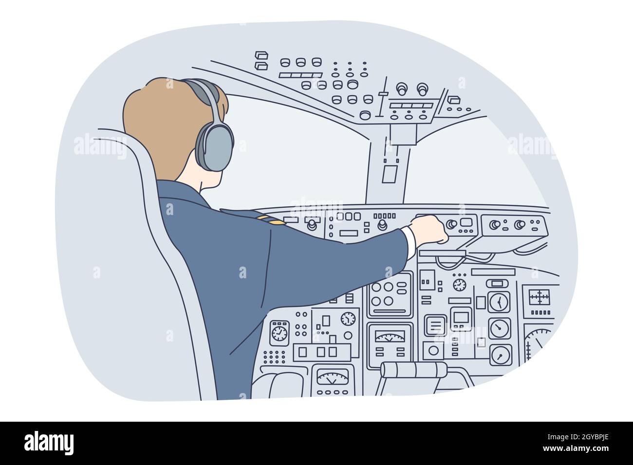 Professions, occupation, work concept. Man professional pilot in ...