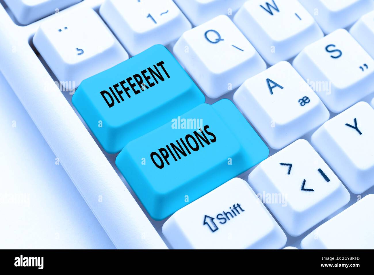 Sign displaying Different Opinions, Word for a conflict of opposed ideas or attitudes or goals Typing Certification Document Concept, Retyping Old Dat Stock Photo
