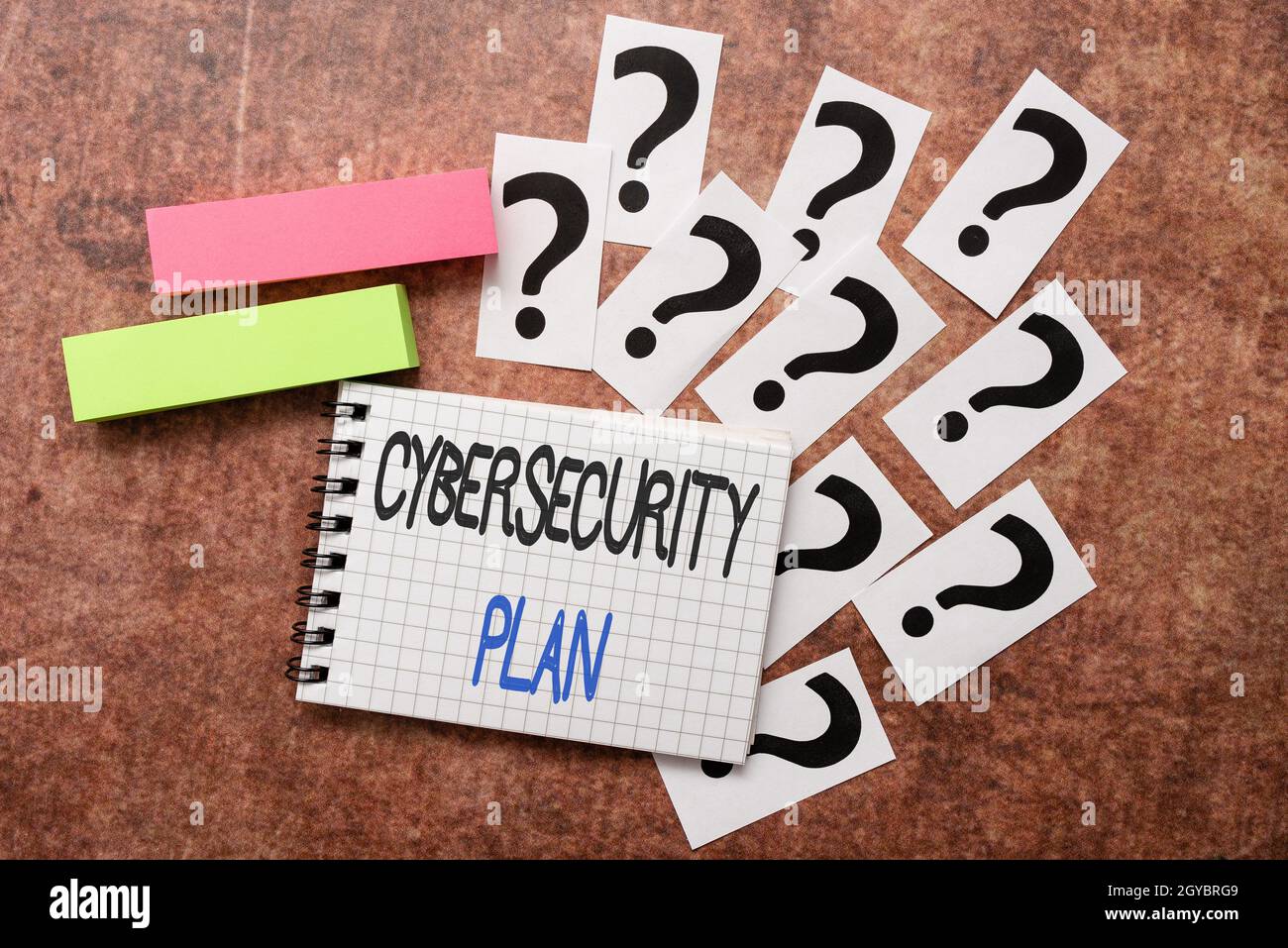 Text sign showing Cybersecurity Plan, Concept meaning Techniques of protecting computer and system from attacks Progress In Solving Problems Breakthro Stock Photo