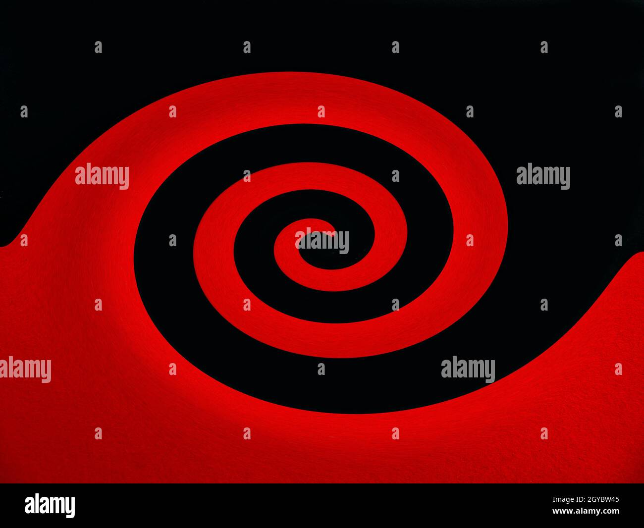 Abstract illustration of a red wave on a black background. Pattern ...
