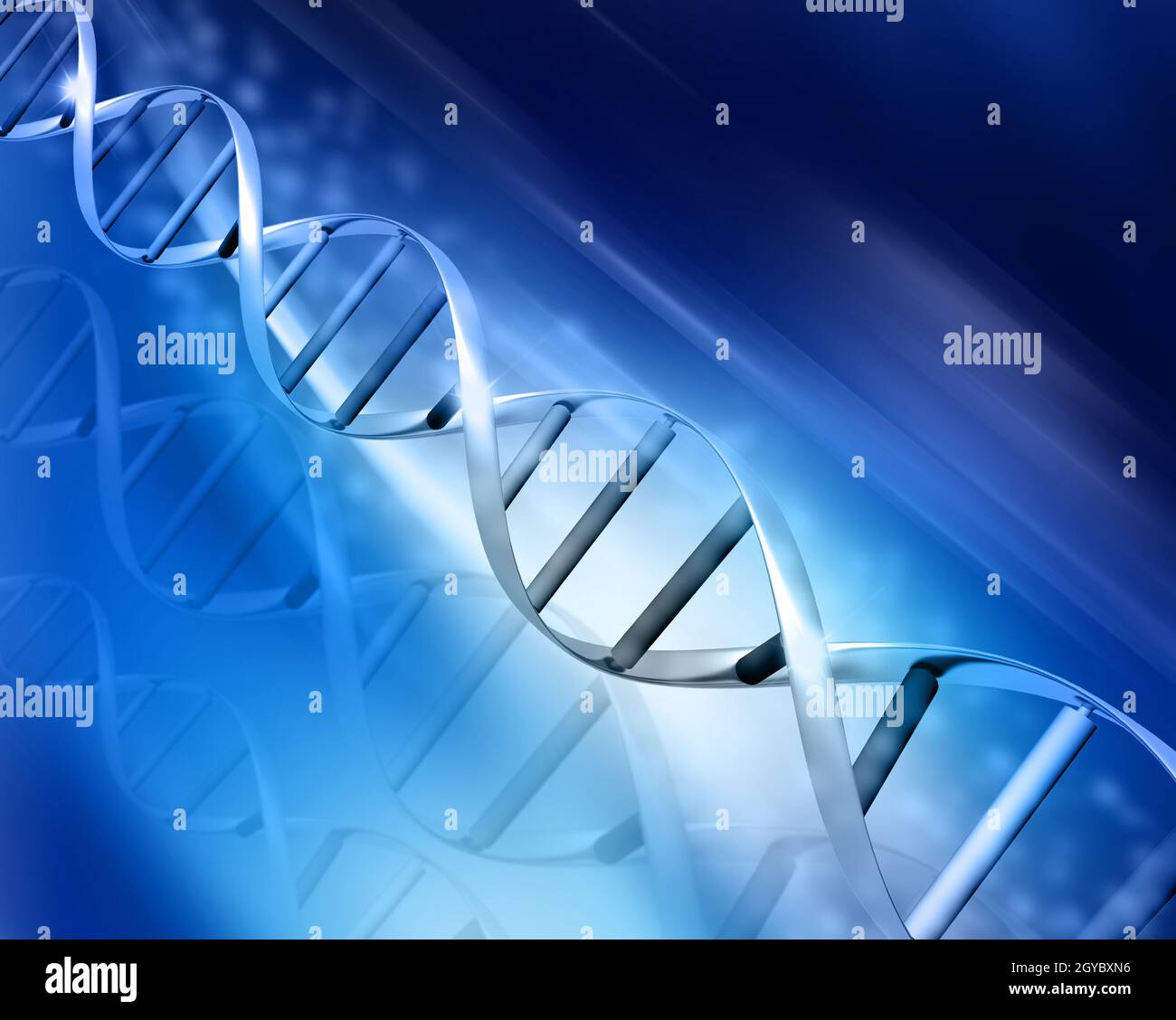 Abstract background with DNA strands in shades of blue Stock Photo