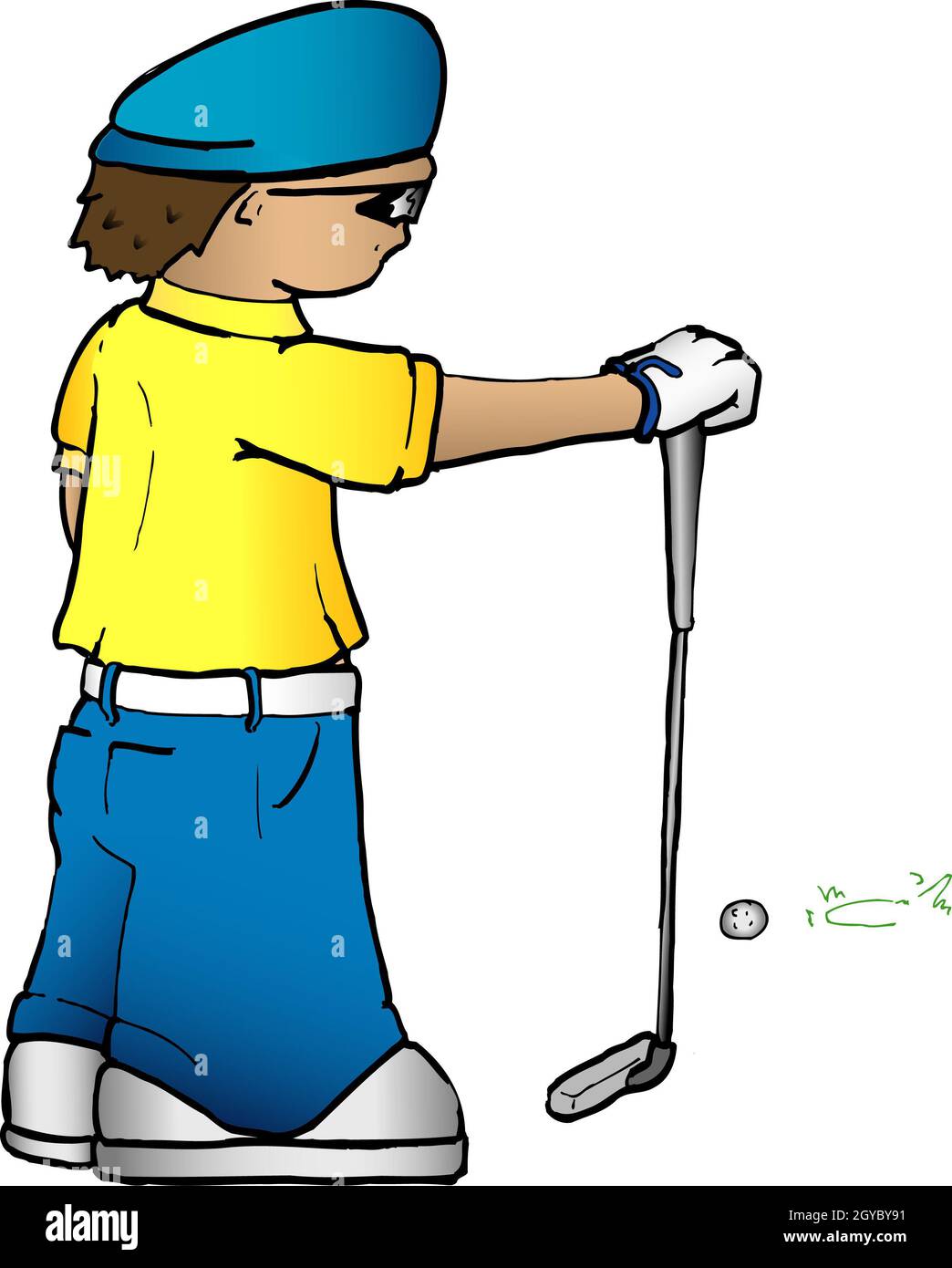 Cartoon of a golfer Stock Photo - Alamy