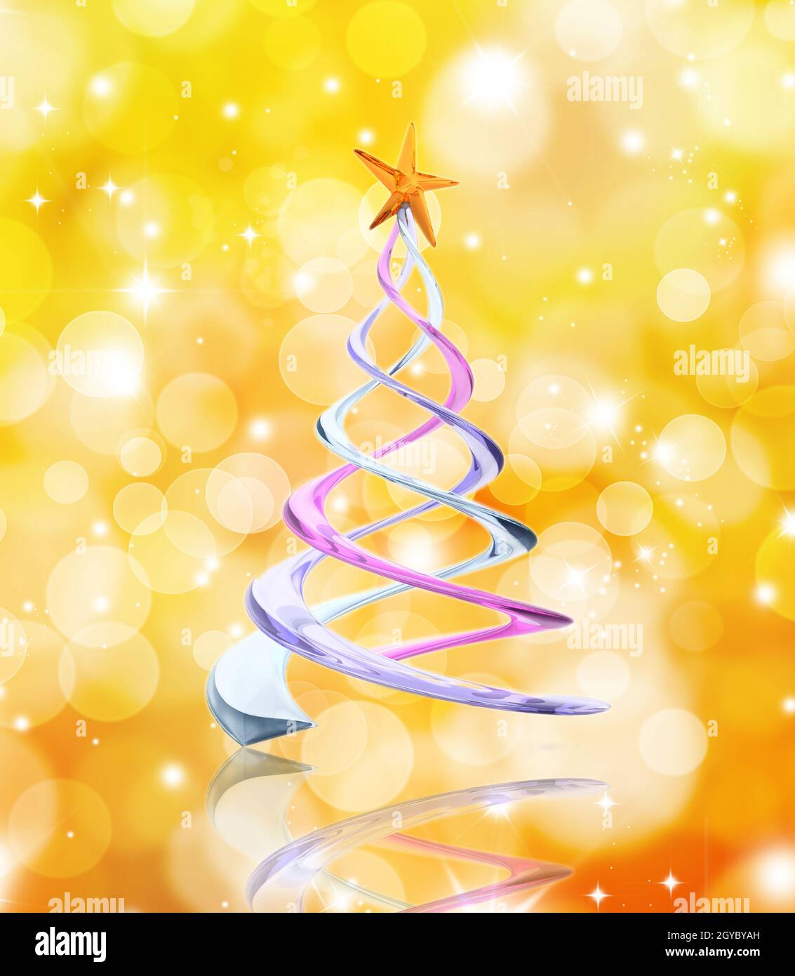 Abstract Christmas tree on a golden lights background Stock Photo - Alamy