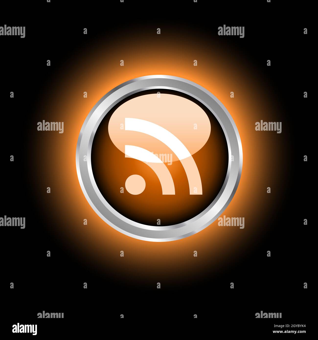 Glowing RSS button Stock Photo