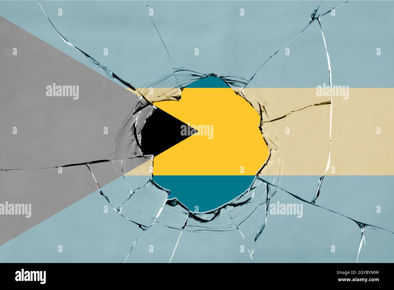 3D Flag of Bahamas on a glass breakage Stock Photo - Alamy