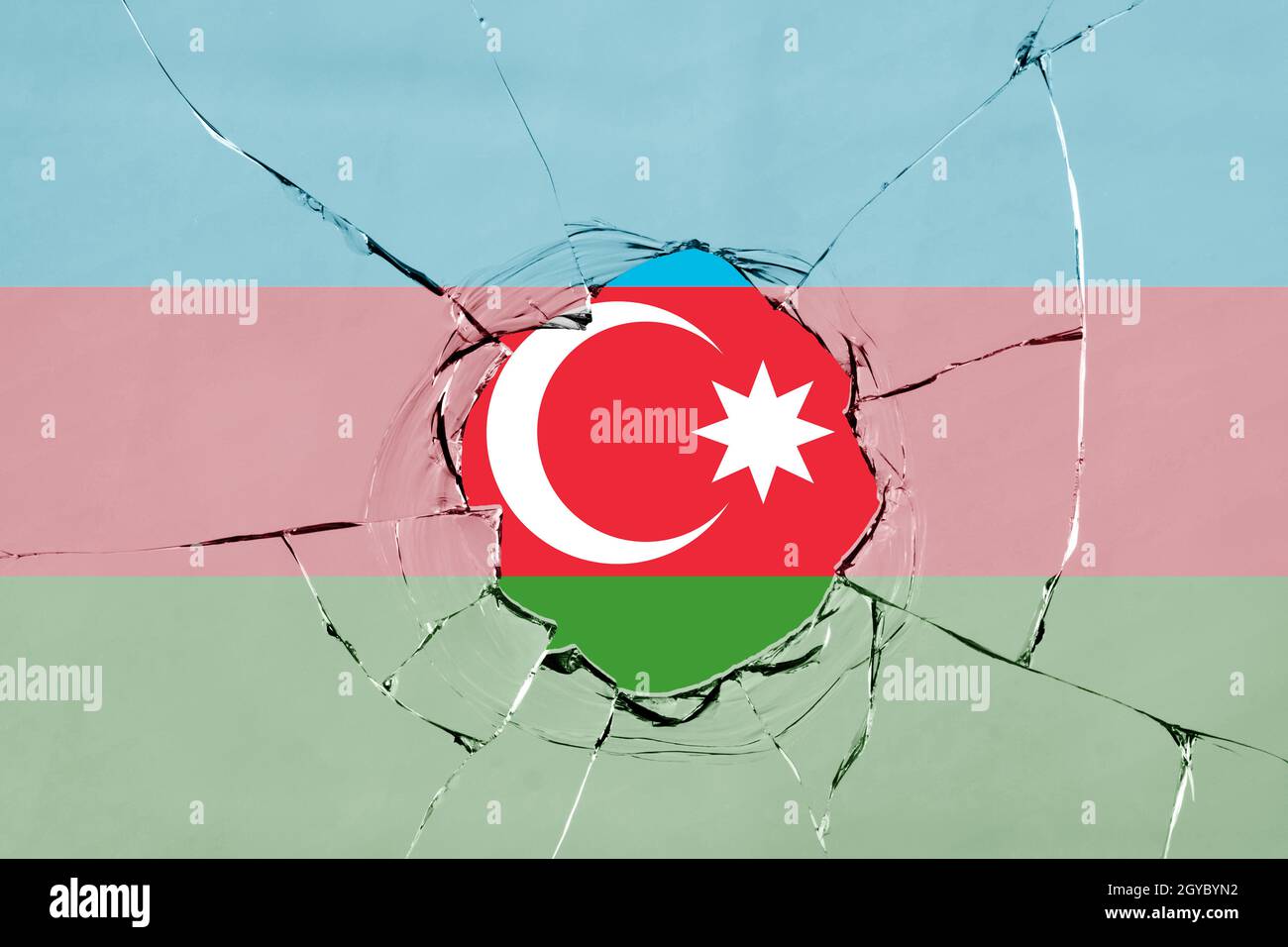 3D Flag of Azerbaijan on a glass breakage Stock Photo - Alamy