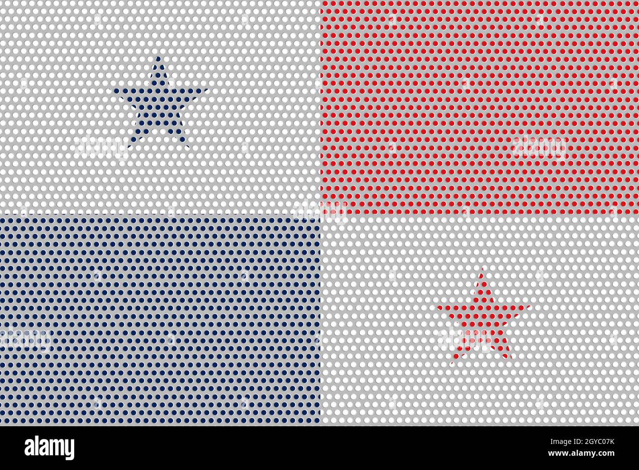 3D Flag of Panama on a metal wall background. Stock Photo