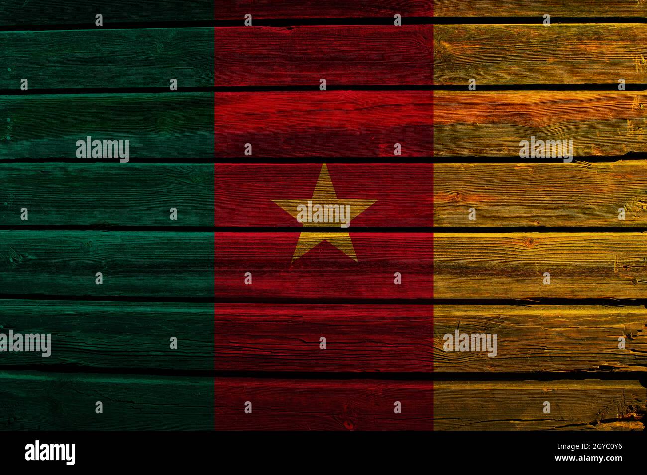 3D Flag of Cameroon on a old wood wall background Stock Photo - Alamy
