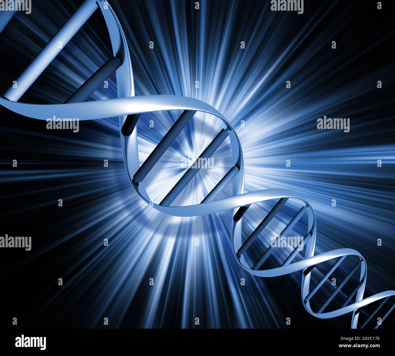 DNA strands on abstract background Stock Photo
