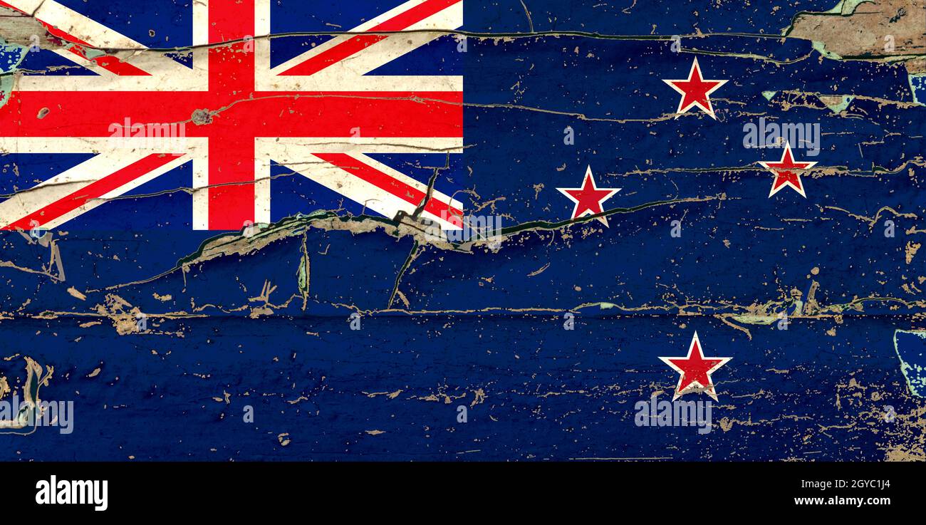 3D Flag of New Zealand on a old wood wall background Stock Photo - Alamy