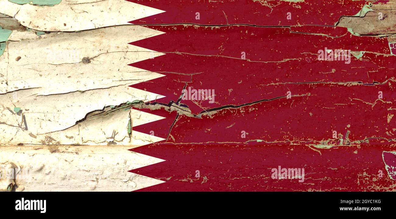3D Flag of Qatar on a old wood wall background Stock Photo - Alamy