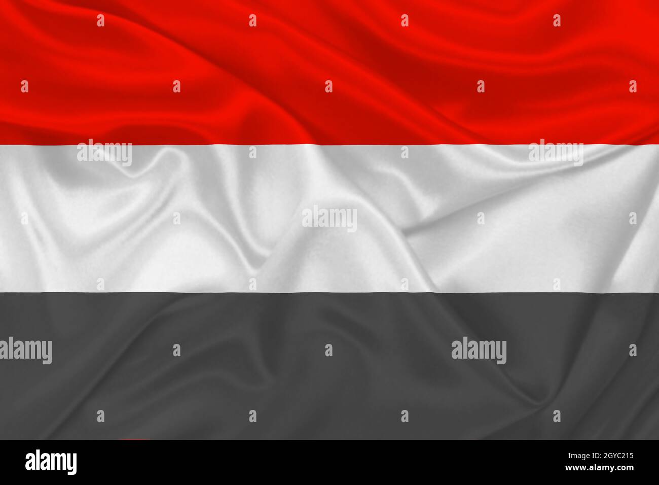 3D Flag of Yemen on wrinkled fabric Stock Photo - Alamy