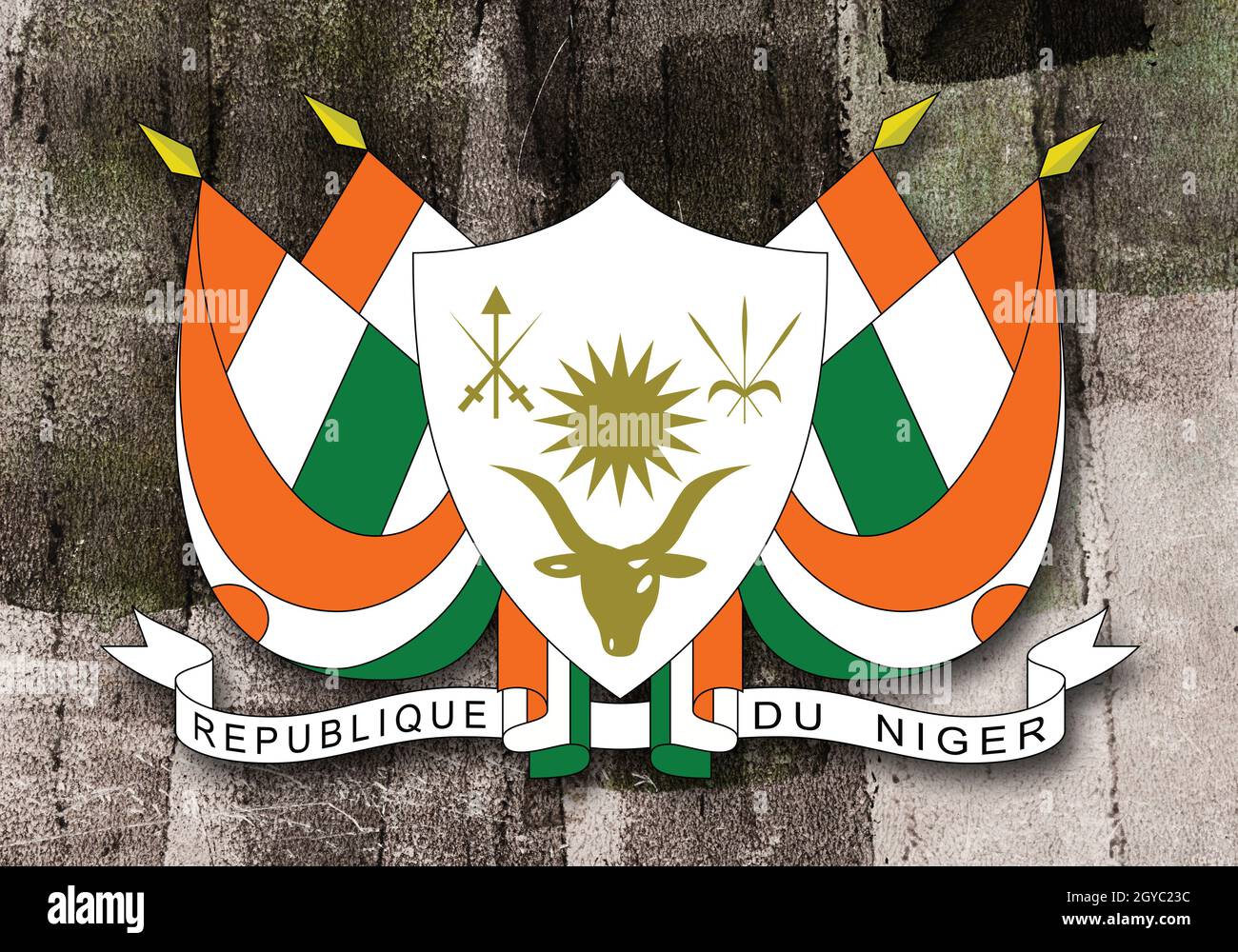 Coat of arms of Nigeria, wooden background Stock Photo Alamy