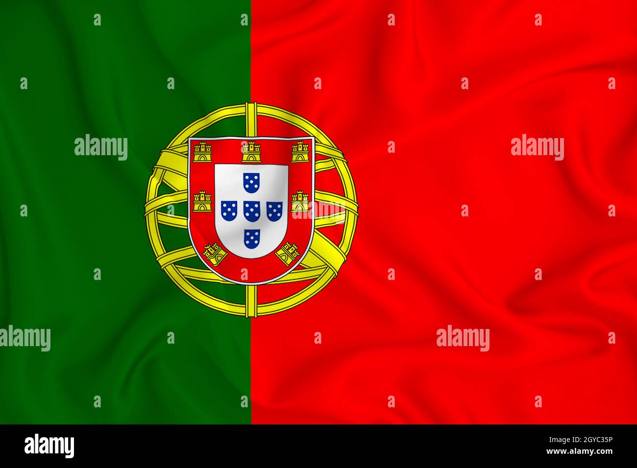 3D Flag of Portugal on wrinkled fabric Stock Photo - Alamy