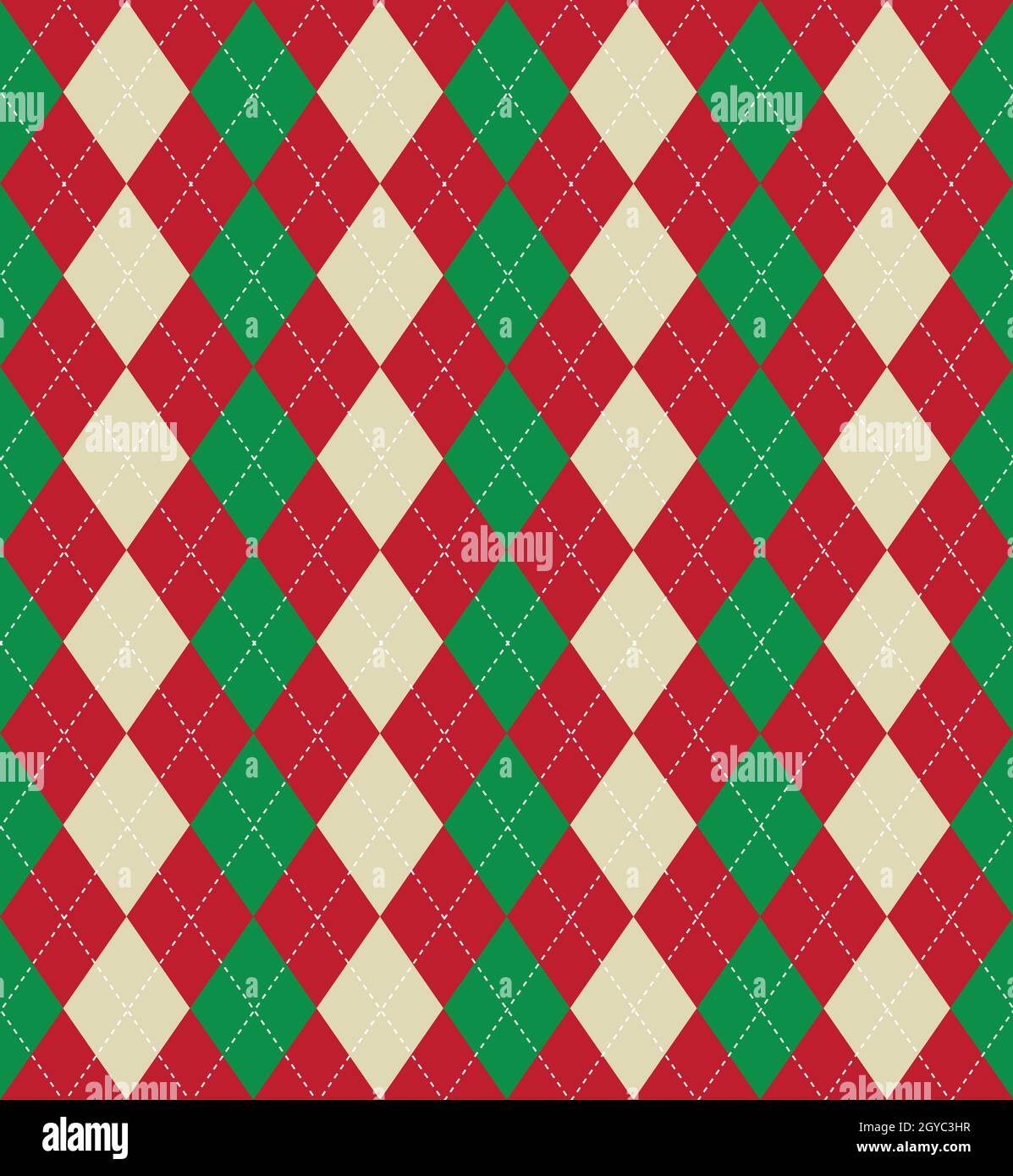 Seamless tiled background of an argyle style pattern using Christmas colours Stock Photo