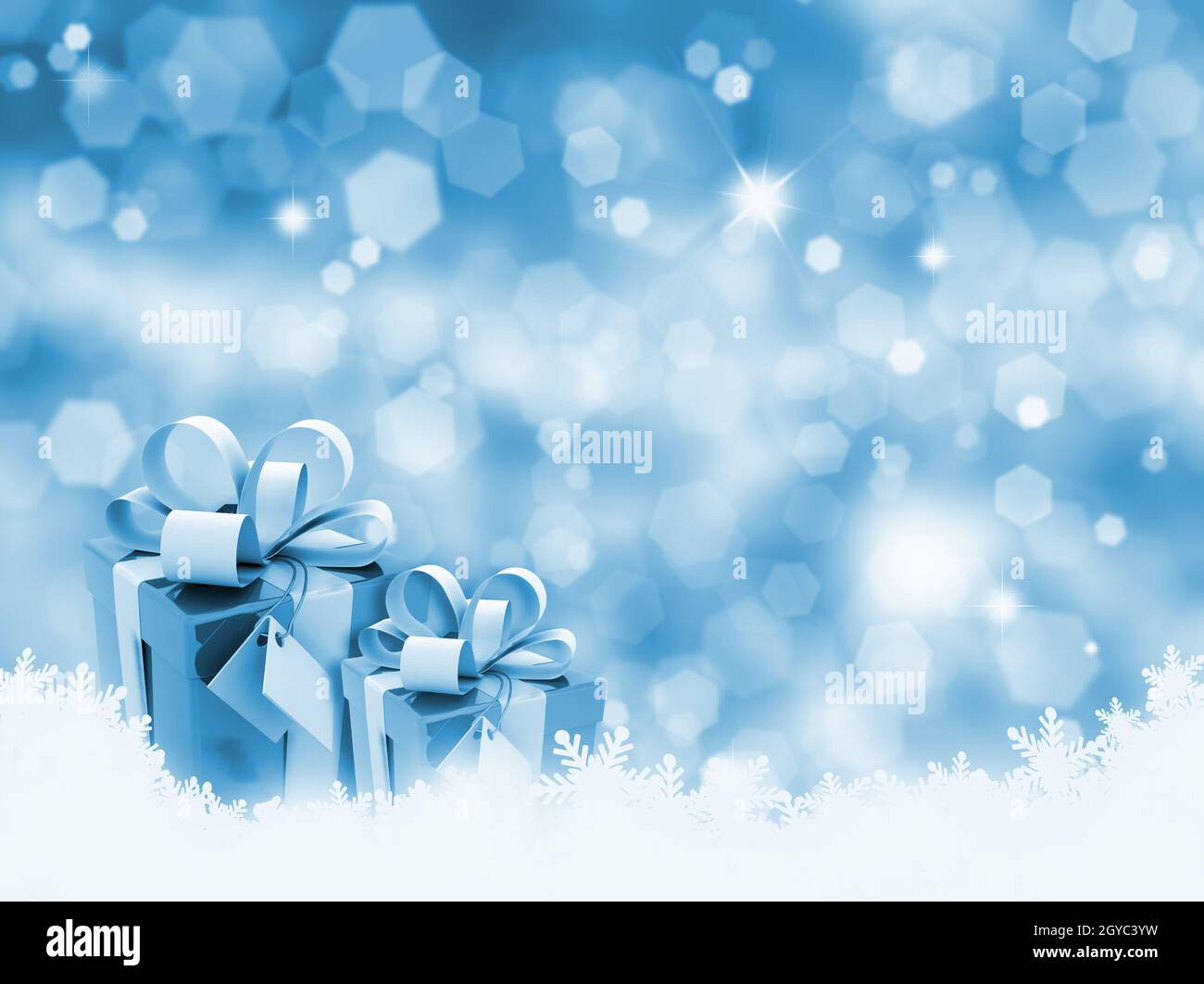 Christmas gifts on glittery gold background Stock Photo - Alamy