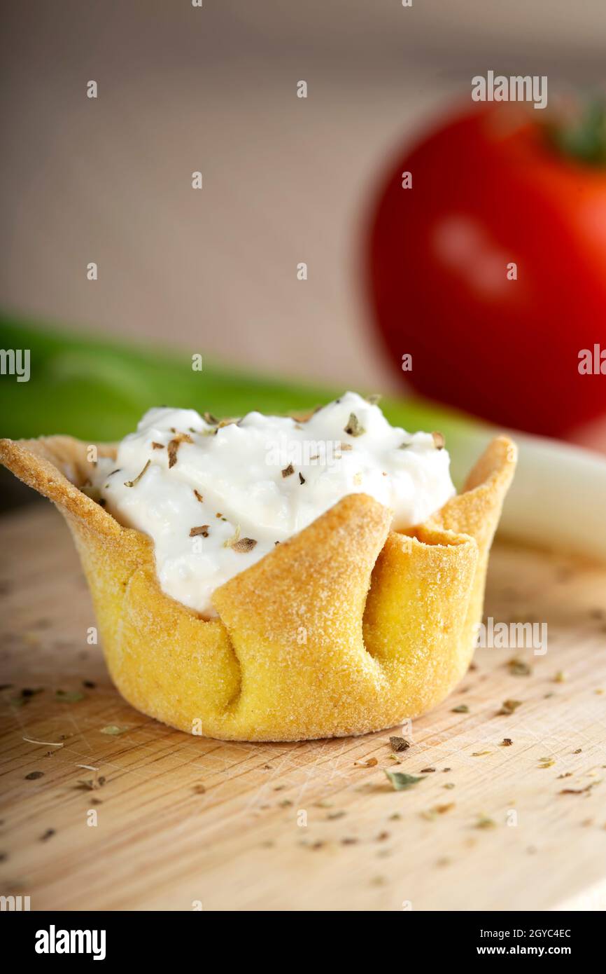 Cheese appetizer with oregano - close up view Stock Photo