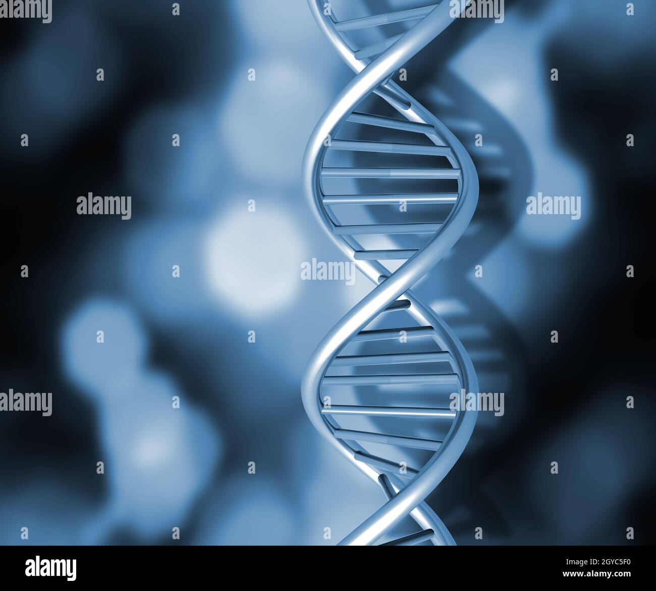 Colourful DNA strands on abstract background Stock Photo