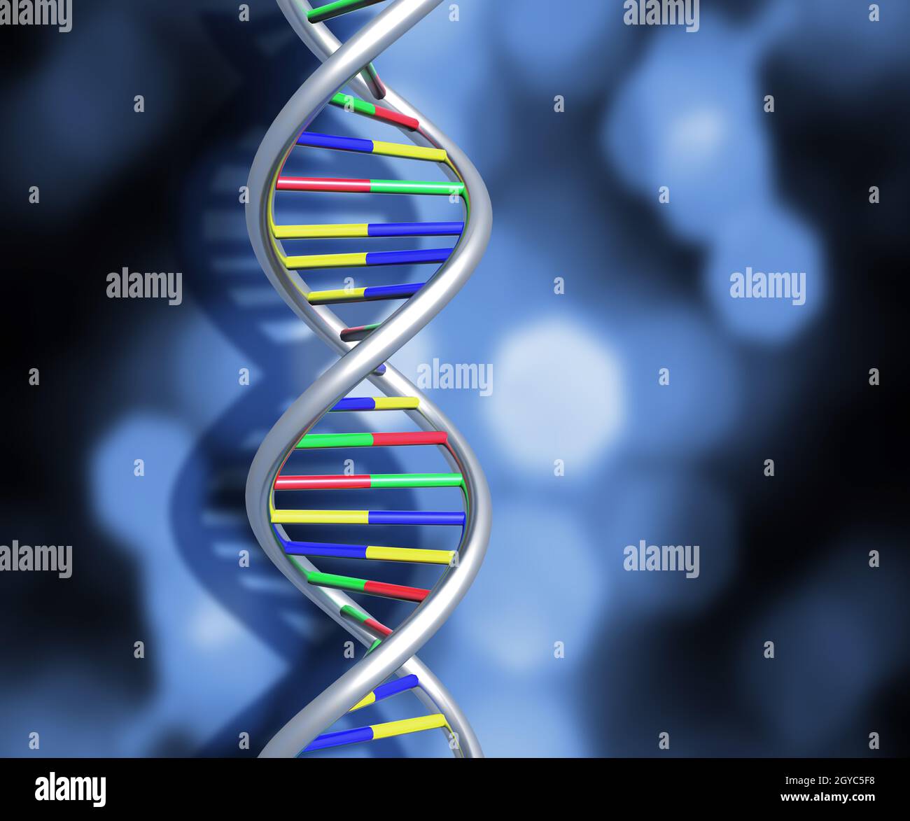 Colourful DNA strands on abstract background Stock Photo