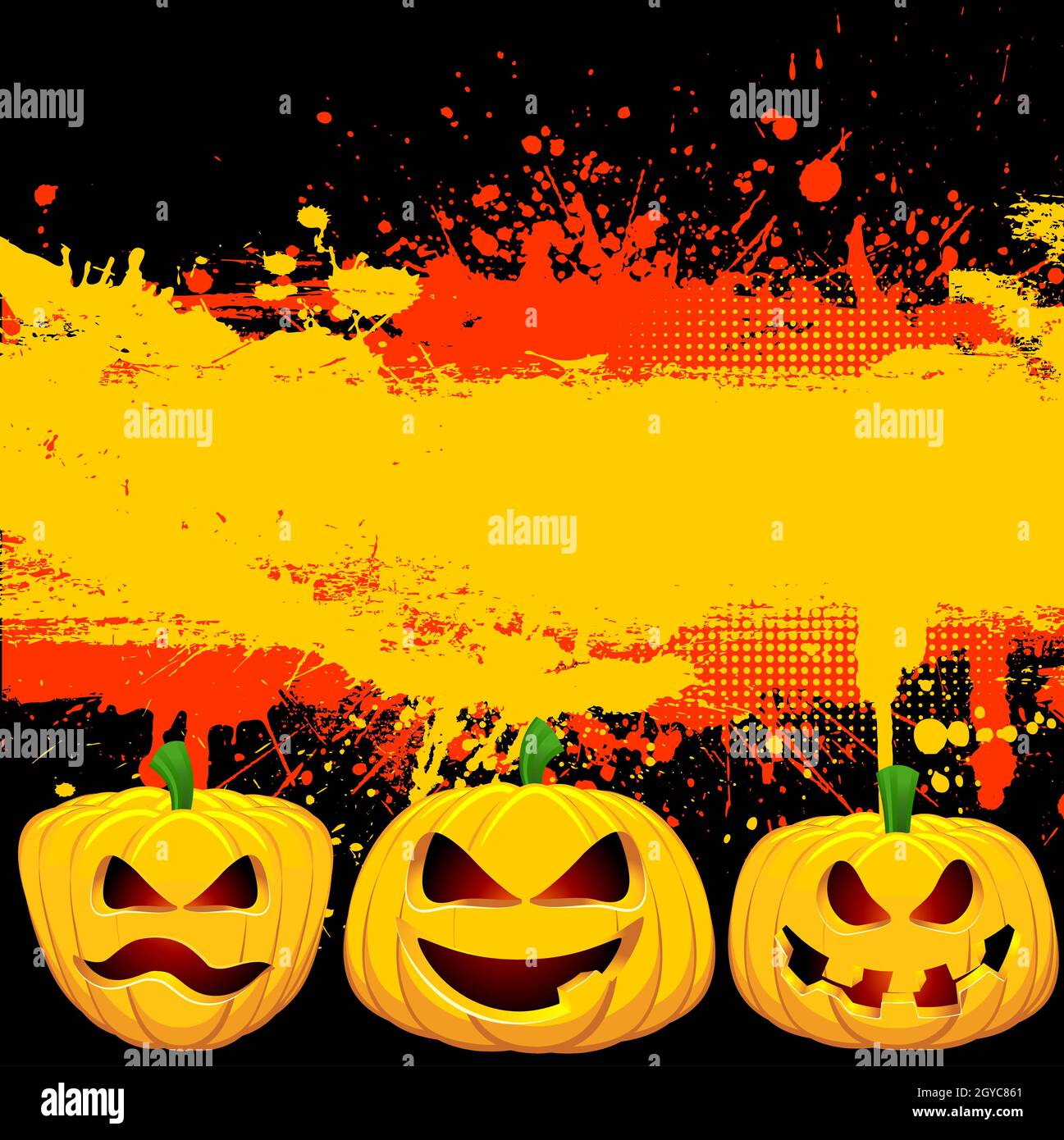Grunge Halloween background with spooky Jack o Lanterns Stock Photo - Alamy