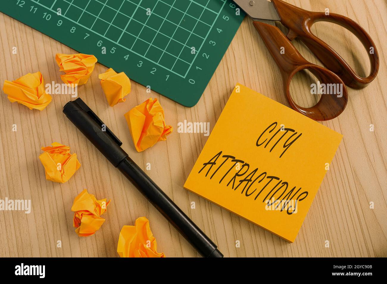 Hand writing sign City Attractions, Concept meaning place that showing