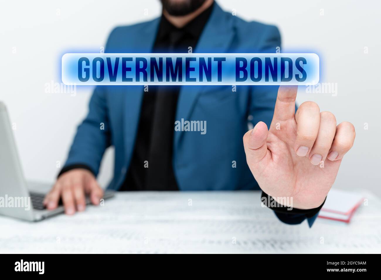 Handwriting text Government Bonds, Business idea debt security 