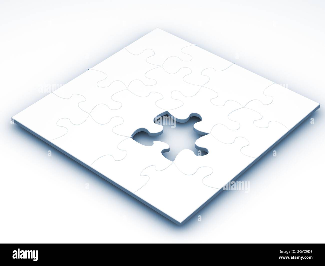 3D render of a puzzle with one piece missing Stock Photo - Alamy