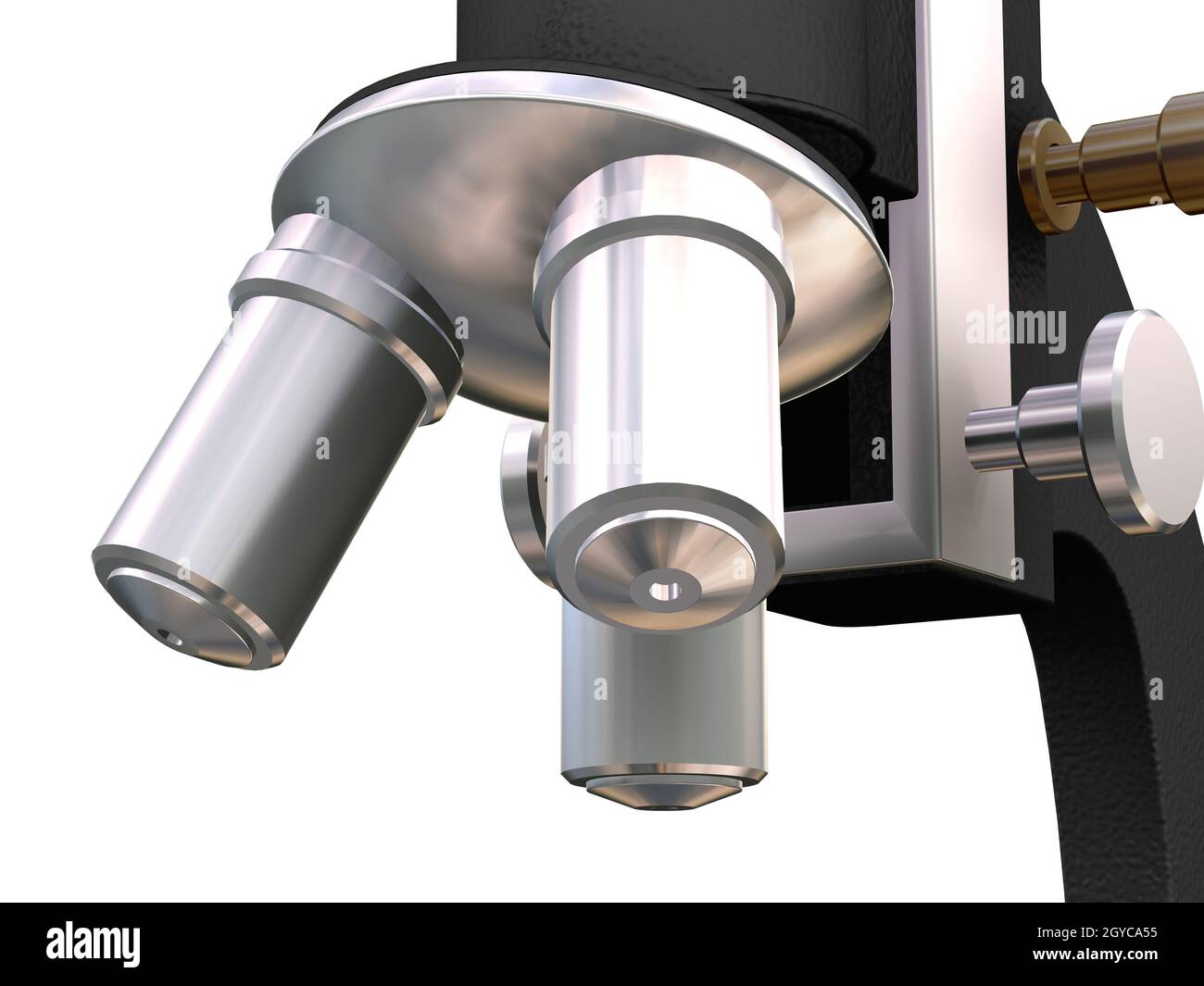 3D render of a microscope close up Stock Photo