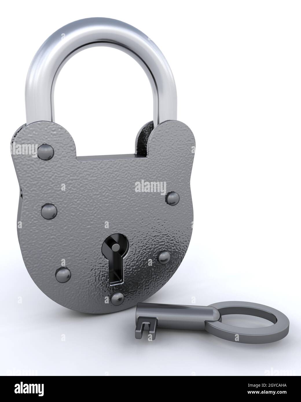 3d render of a padlock and key Stock Photo - Alamy