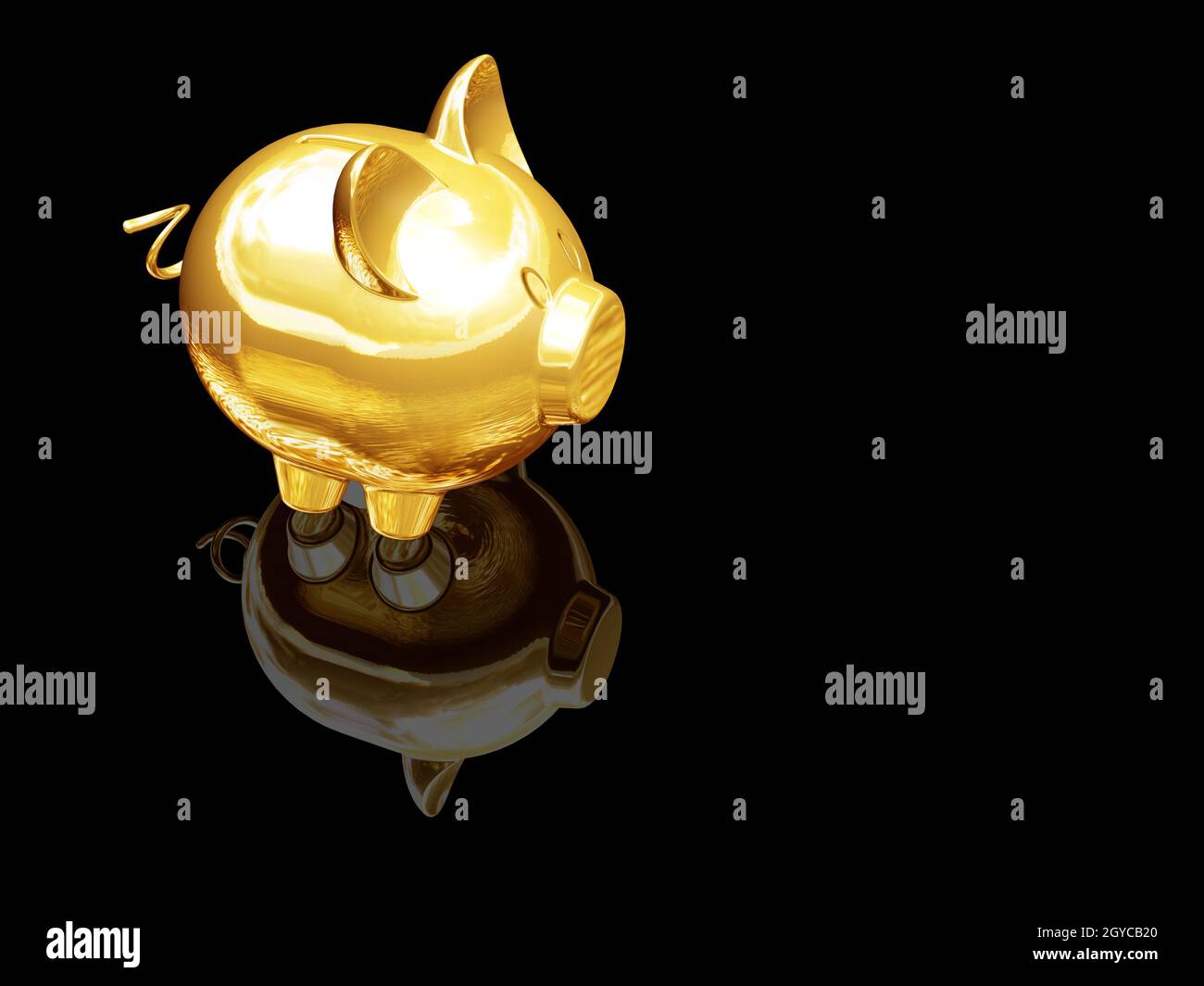 3D render of a gold piggy bank Stock Photo - Alamy