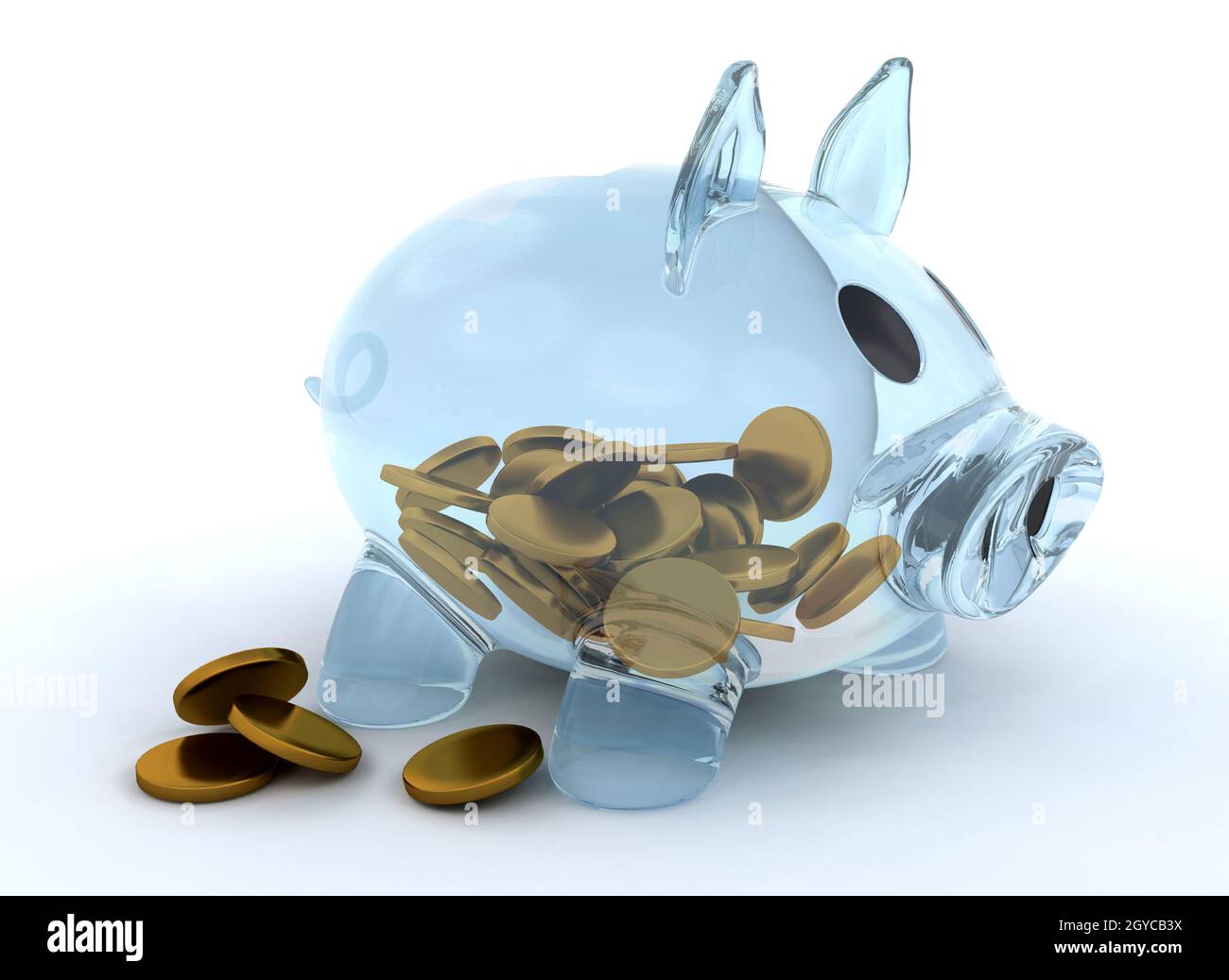 Glass piggy bank with coins Stock Photo - Alamy
