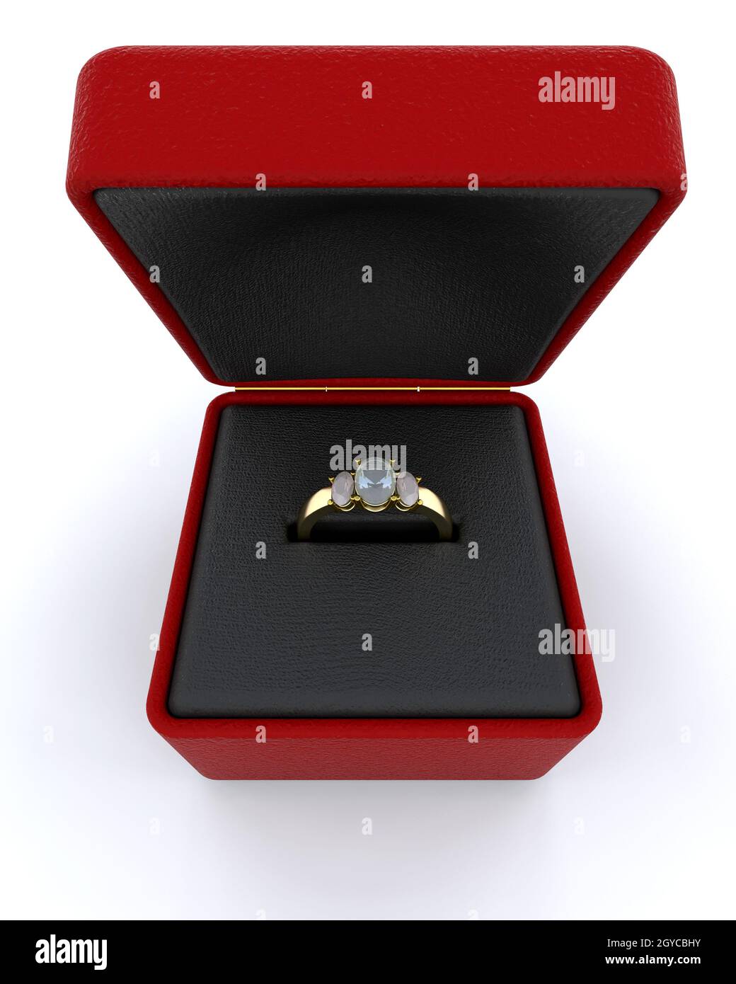 Gold engagement ring in red box Stock Photo - Alamy