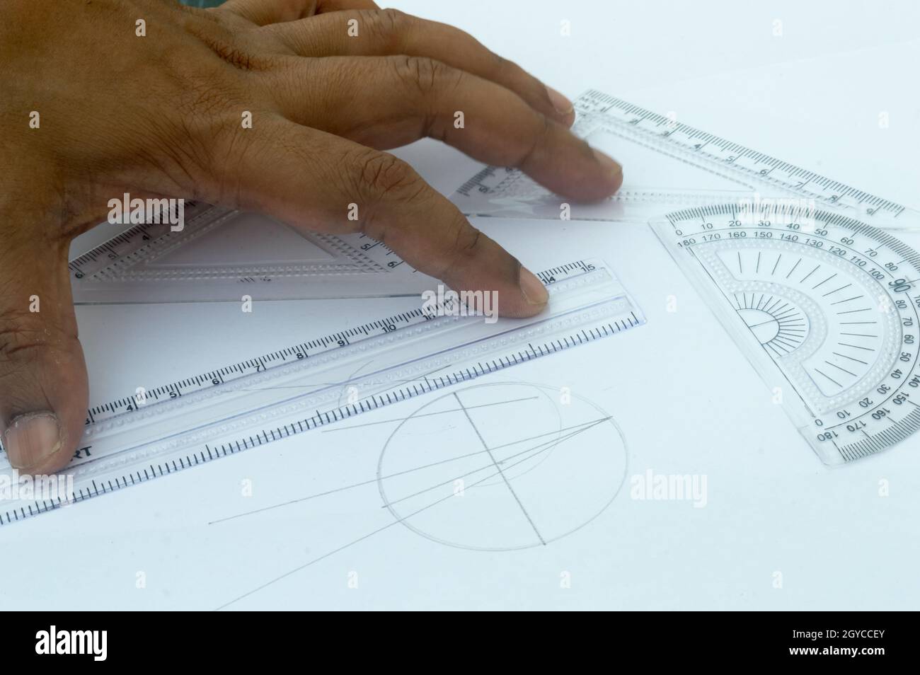 Design Professional using drawing tools close up Stock Photo
