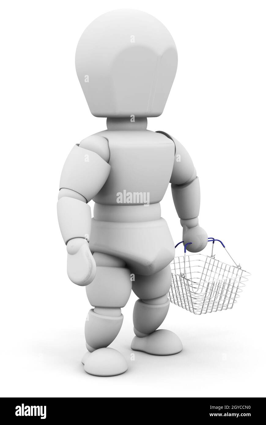 3D render of someone with a shopping basket Stock Photo - Alamy