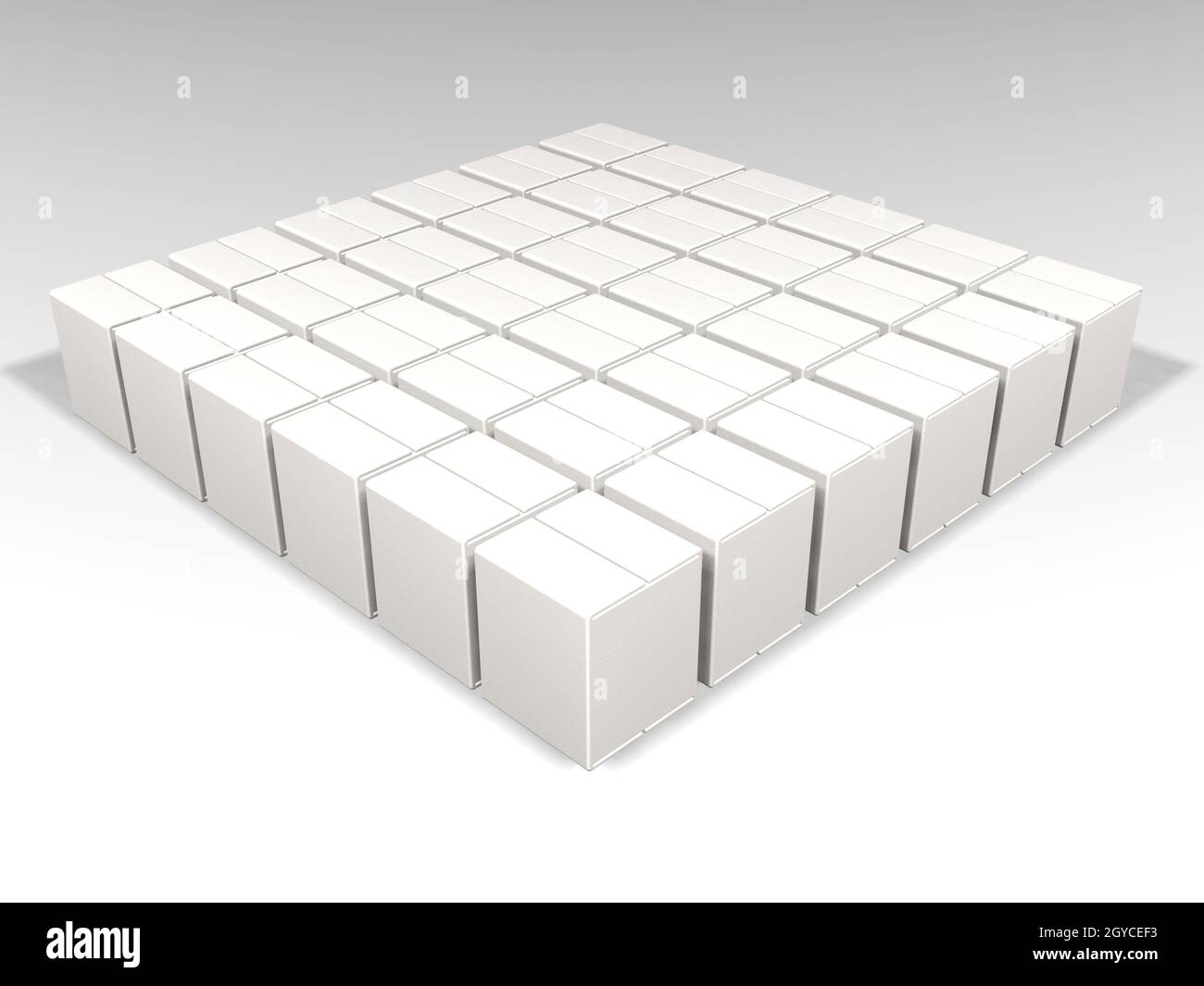 White Box Rendering Arch Example 3D render of lots of white boxes Stock Photo - Alamy