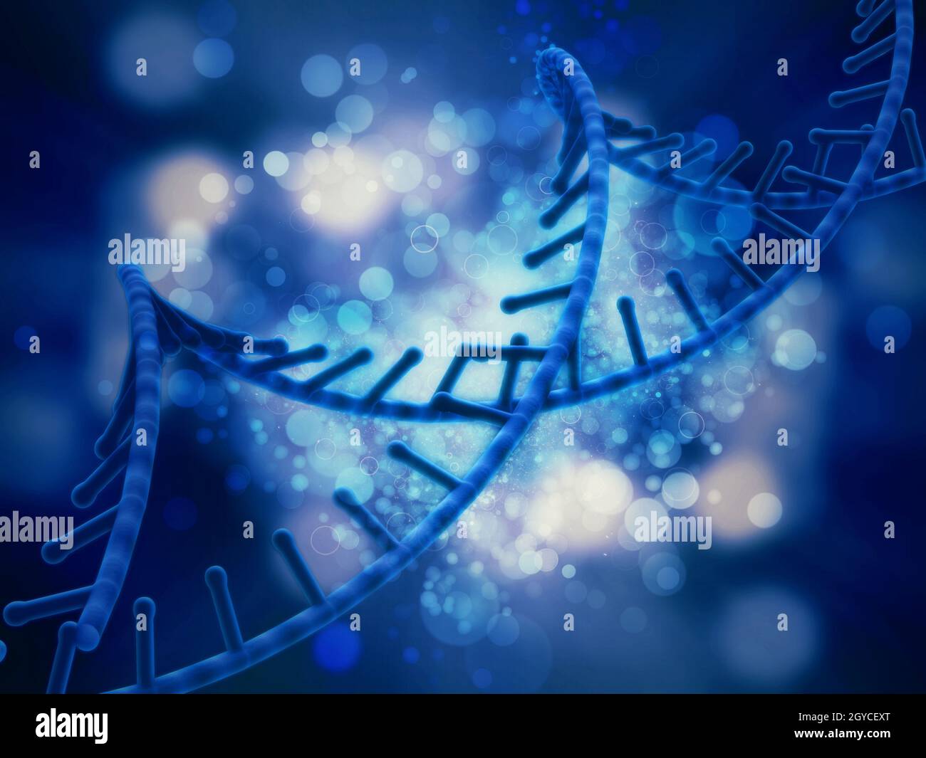 3D Medical background with abstract DNA strand Stock Photo