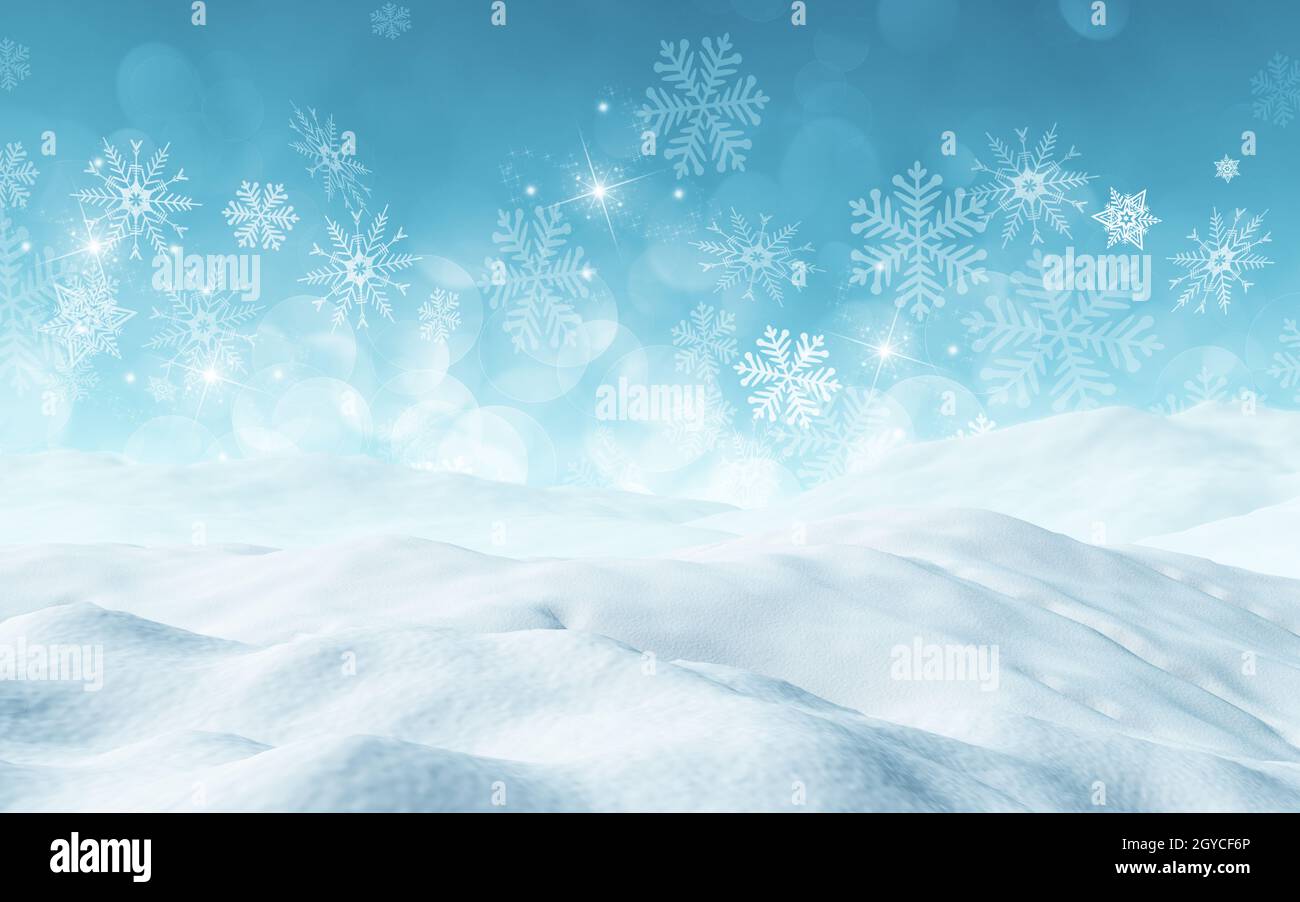 3D render of a Christmas background with snow Stock Photo - Alamy