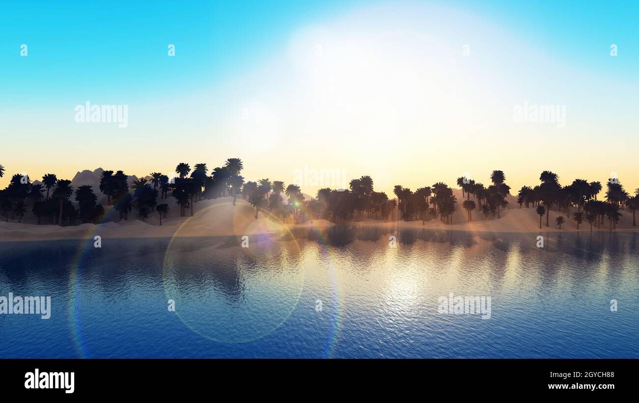 3d palm tree landscape hi-res stock photography and images - Alamy