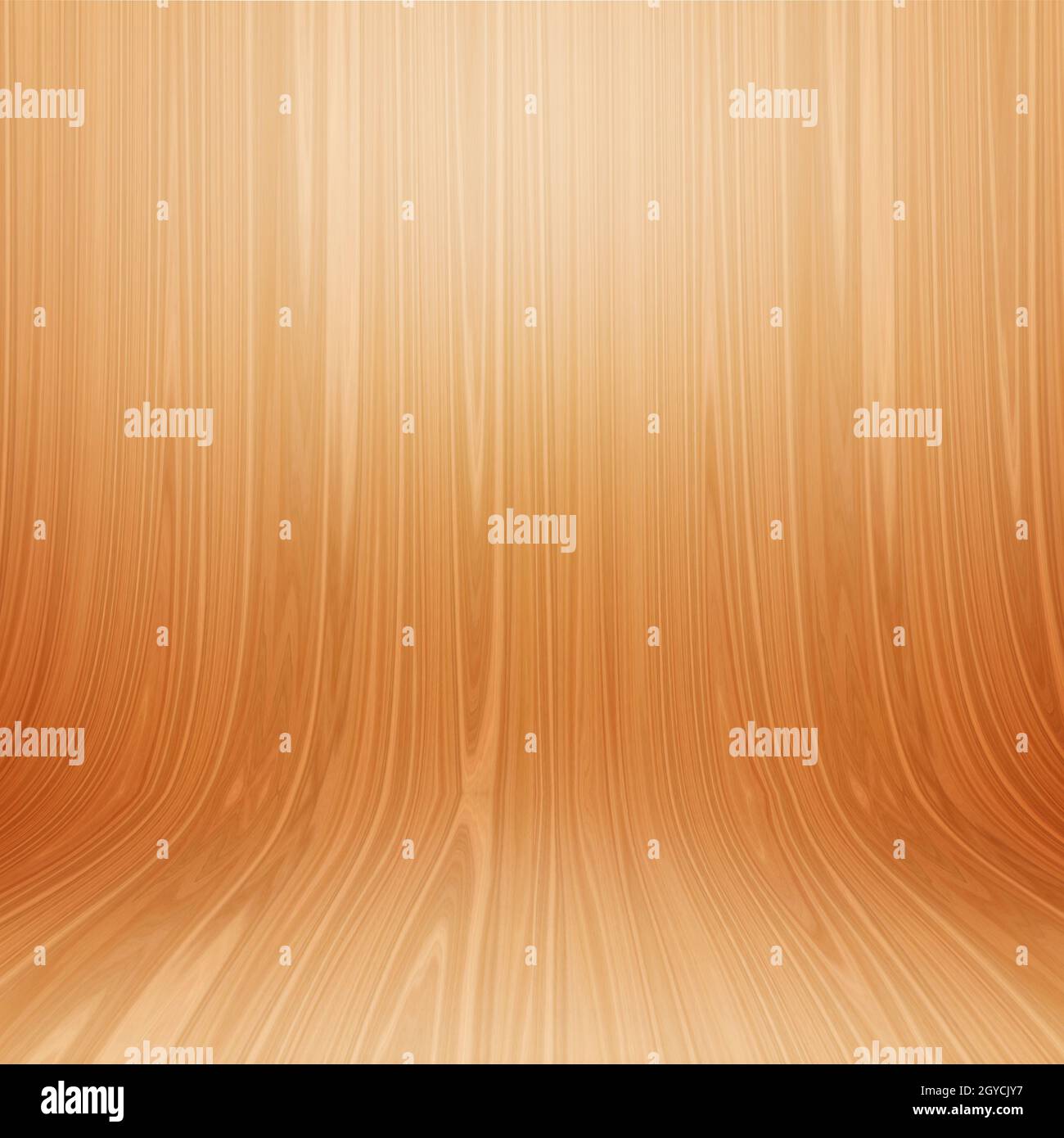 Curved wood presentation background with soft spot lights Stock Photo